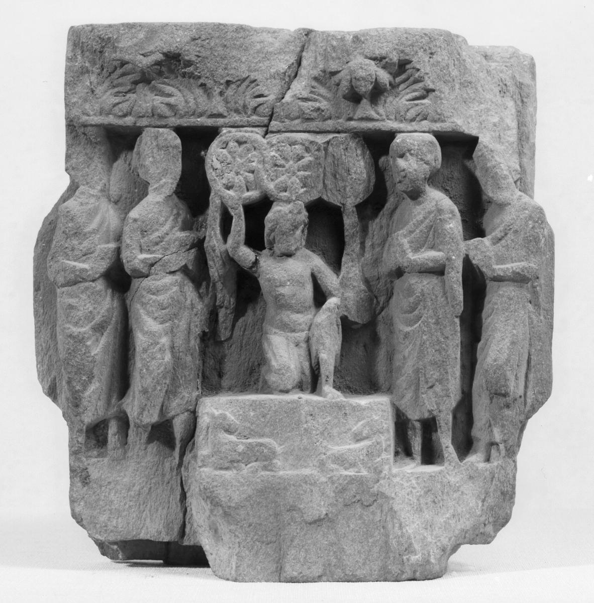Verehrung der drei Juwelen (triratna) durch Mönche (Fragment)