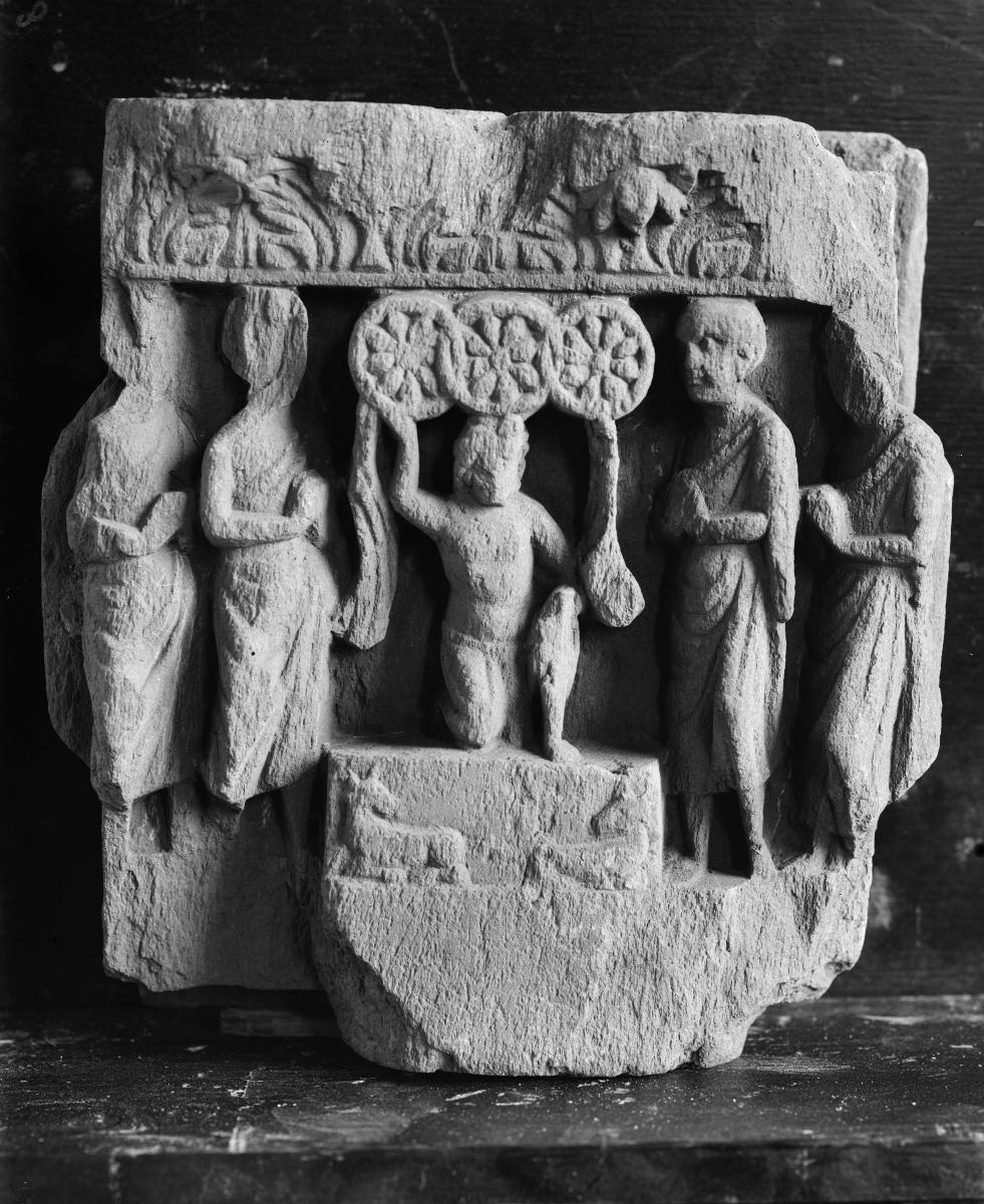 Verehrung der drei Juwelen (triratna) durch Mönche (Fragment)