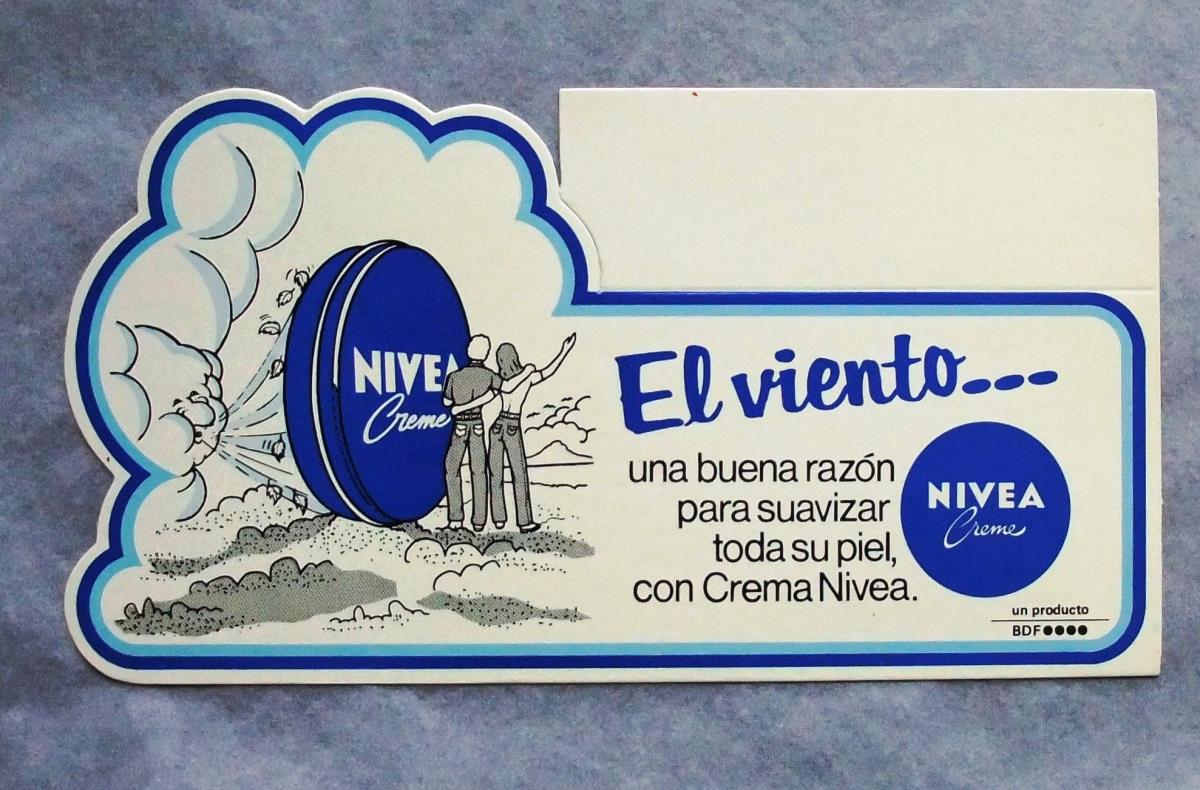 Nivea-Creme: "El viento... una buena razón para suavizar toda su piel, con Crema Nivea." - Ein guter Grund um seine Haut mit Nivea Creme zu pflegen