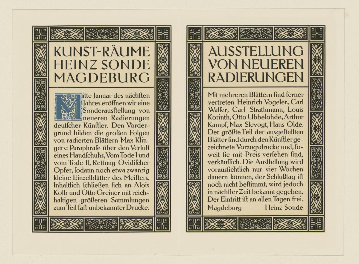 Kunsträume Heinz Sonde Ausstellung von neueren Radierungen