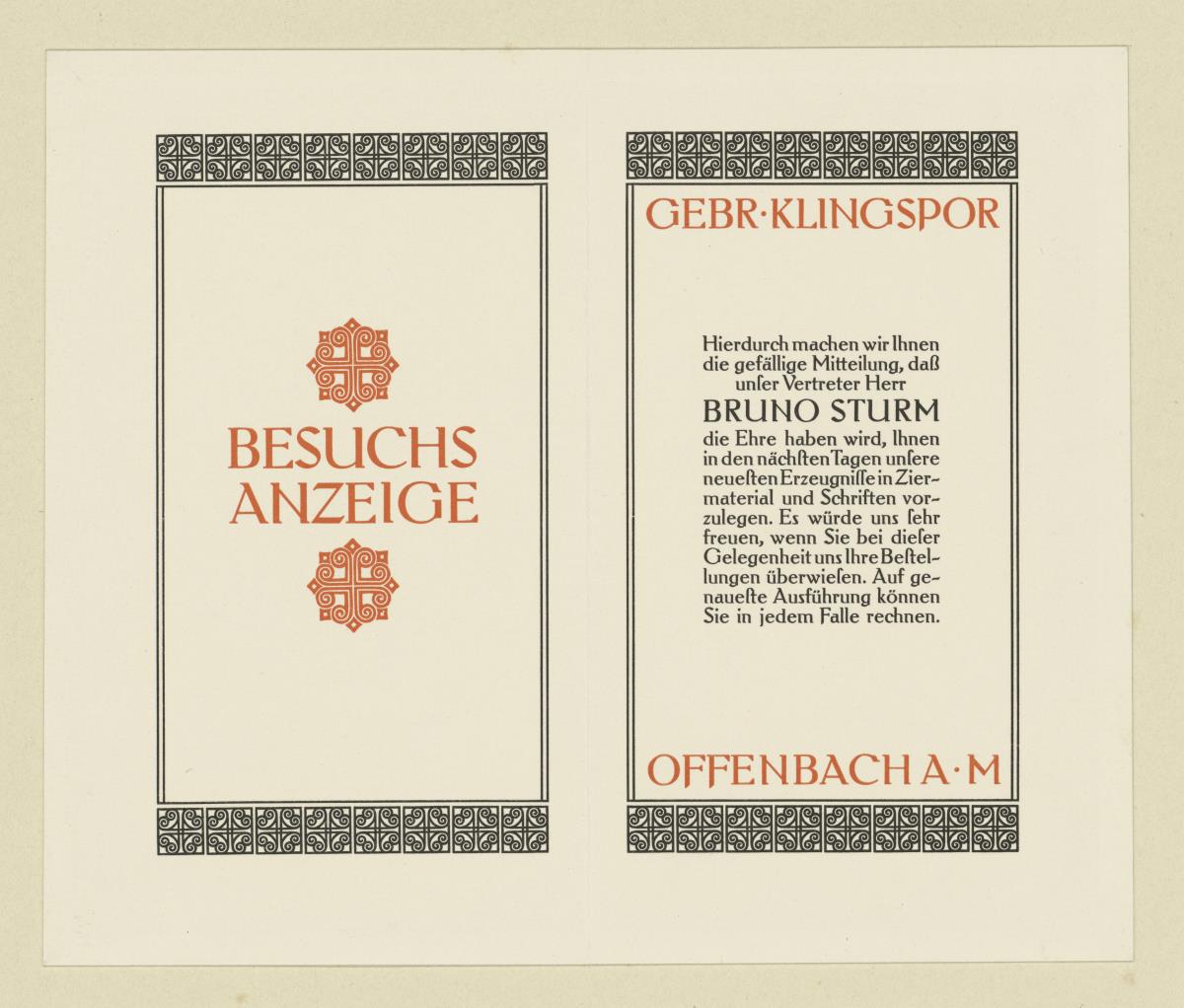 Besuchsanzeige Gebr. Klingspor