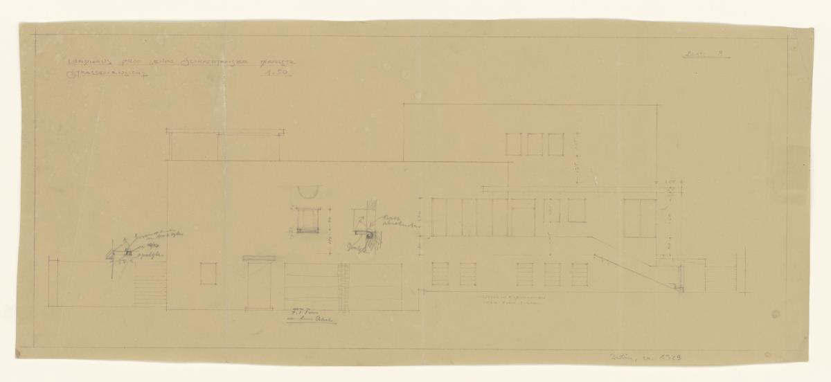 Landhaus Prof. Lewin, Berlin Schlachtensee, Straßenansicht, Lichtpause