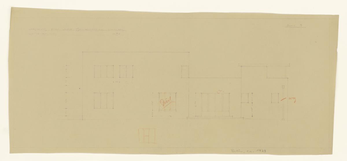 Landhaus Prof. Lewin, Berlin Schlachtensee, Gartensansicht, Lichtpause