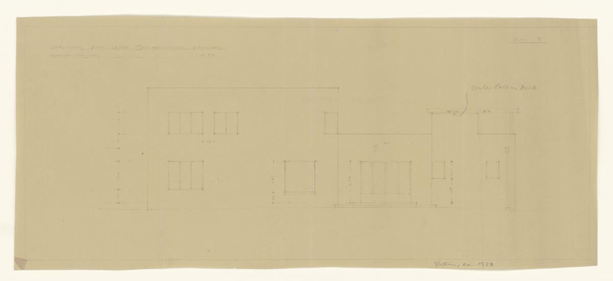 Landhaus Prof. Lewin, Berlin Schlachtensee, Gartensansicht, Lichtpause