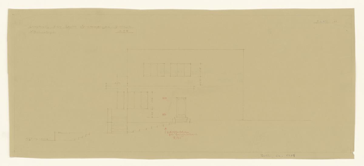 Landhaus Prof. Lewin, Berlin Schlachtensee, West-Seite, Aufriss, Lichtpause
