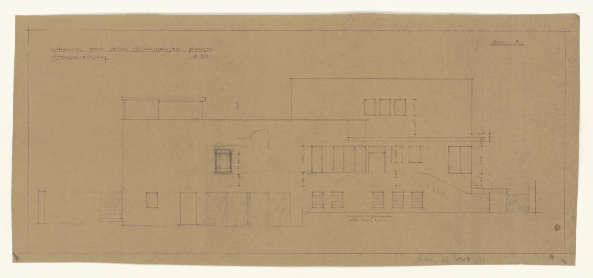 Landhaus Prof. Lewin, Berlin Schlachtensee, Straßenansicht,  Lichtpause