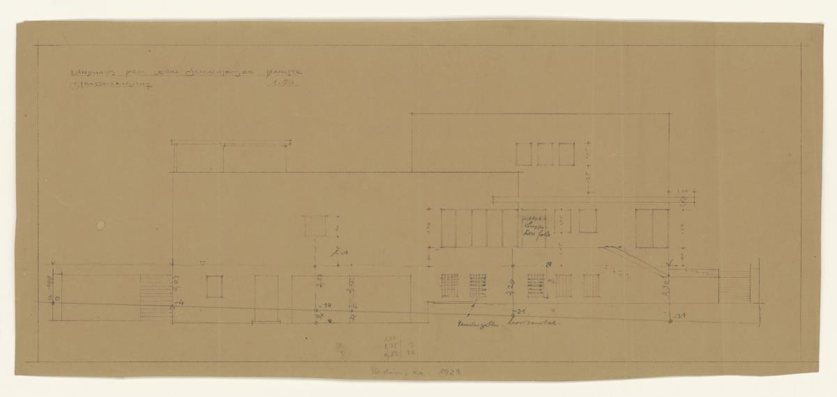 Landhaus Prof. Lewin, Berlin Schlachtensee, Straßenansicht, Lichtpause