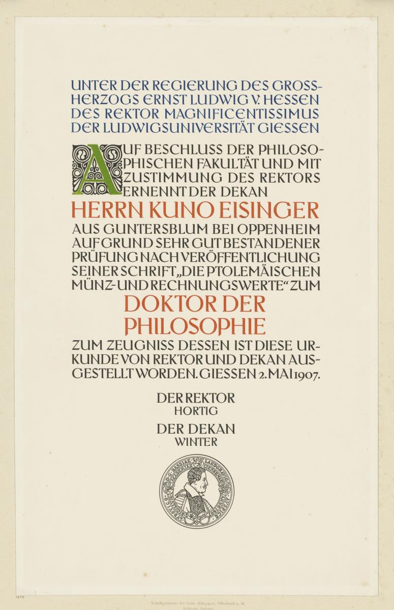 Promotionsurkunde der Universität Giessen