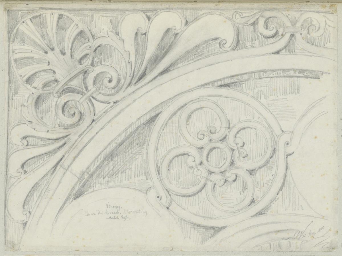 Skizzenbuch Italienreise, Venedig, Santa Maria dei Miracoli, Altarbrüstung