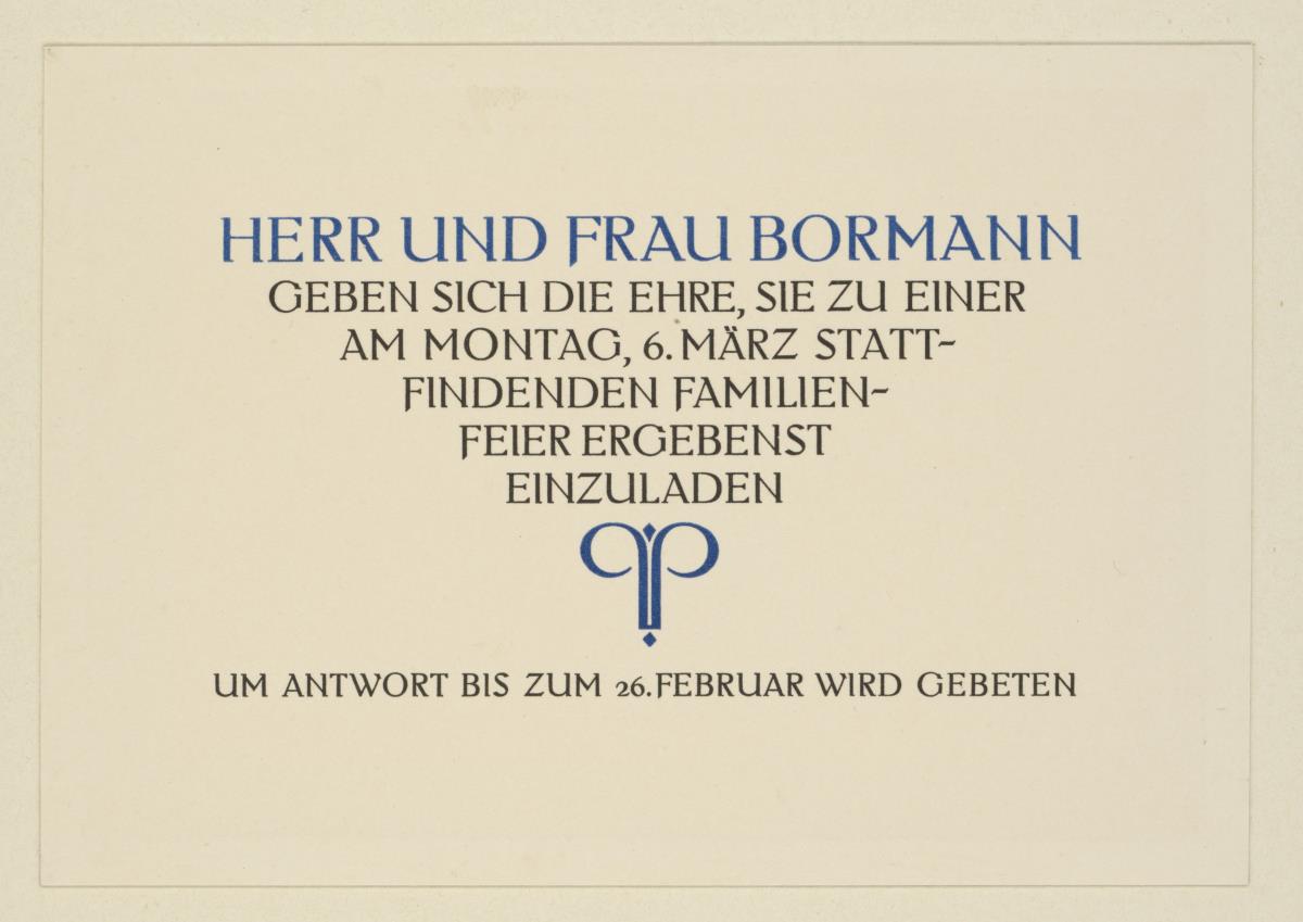 Herr und Frau Bormann laden ein zur Familienfeier