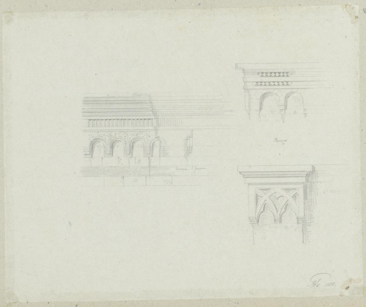 Skizzenbuch Italienreise, Verona, San Zeno sowie Monza, unbezeichnetes Gebäude
