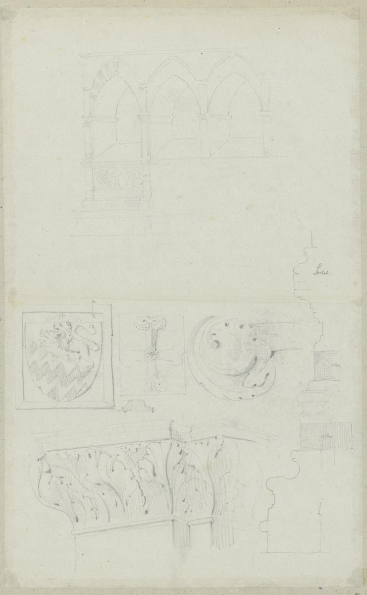 Skizzenbuch Italienreise, Florenz, Santa Maria Novella, Grabmäler an der Via degli Avelli