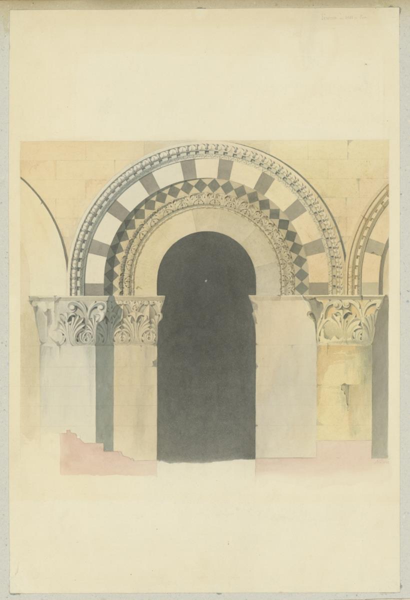 Skizzenbuch Italienreise, Pisa, Dom, Ansicht eines Fensters