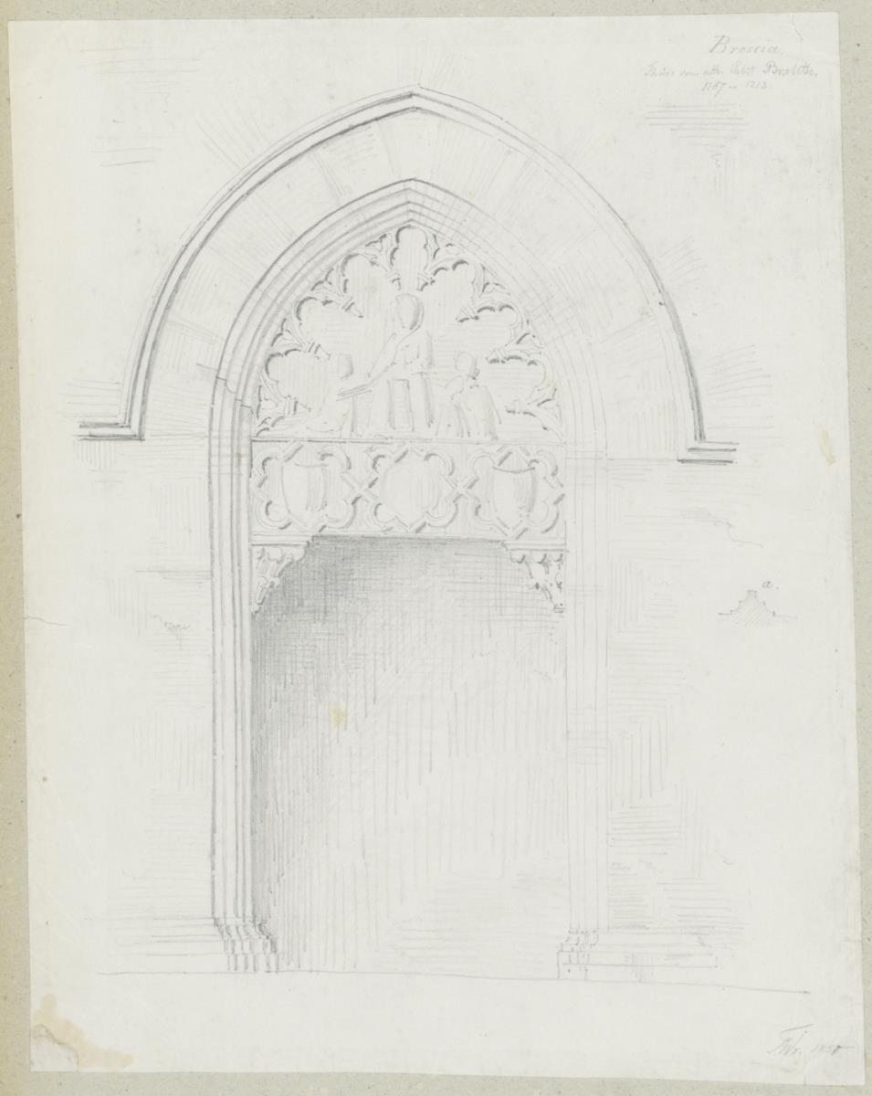 Skizzenbuch Italienreise, Brescia, Broletto, Tür