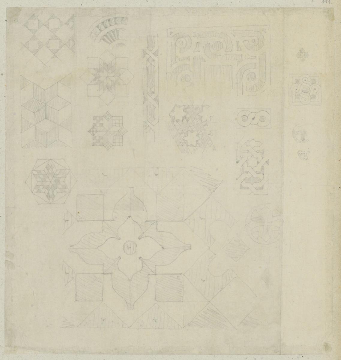 Skizzenbuch Italienreise, unbezeichneter Ort, unbezeichnete Gebäude, Architekturdetails