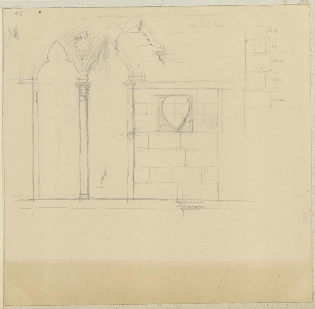 Skizzenbuch Italienreise, Pisa, Palazzo Gambacorti