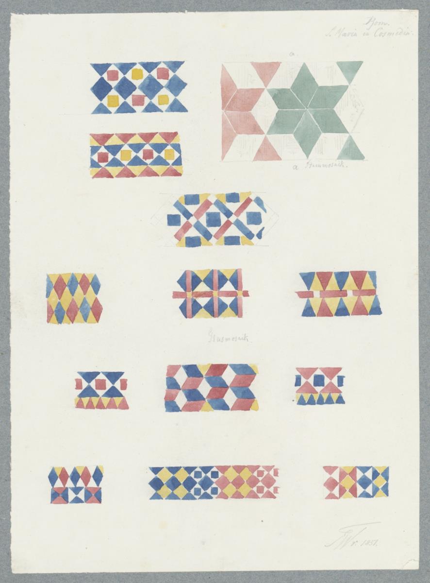 Skizzenbuch Italienreise, Rom, Santa Maria in Cosmedin, Mosaike