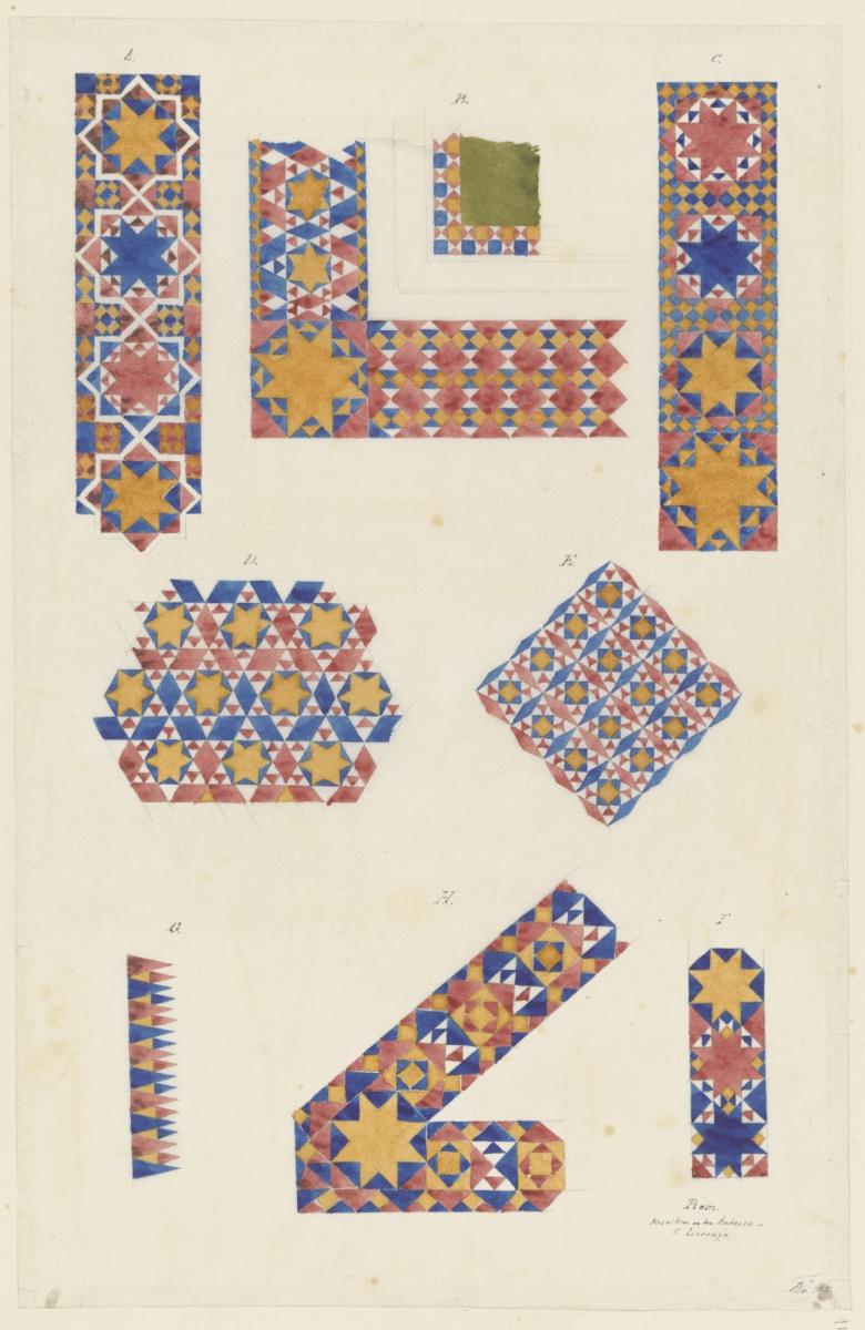 Skizzenbuch Italienreise, Rom, San Lorenzo [fuori le mura?], Mosaikstudien an den Ambonen