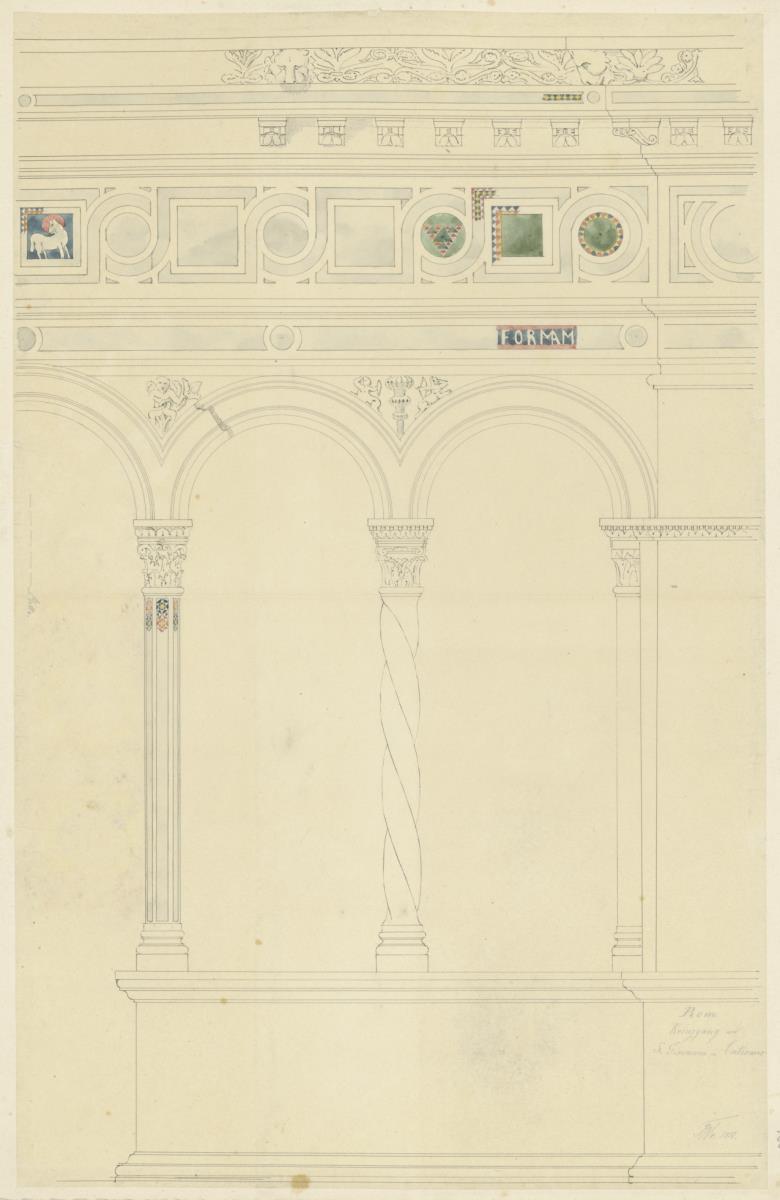 Skizzenbuch Italienreise, Rom, San Giovanni in Laterano, Kreuzgang