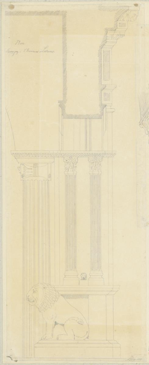 Skizzenbuch Italienreise, Rom, San Giovanni in Laterano, Kreuzgang, Schnitt