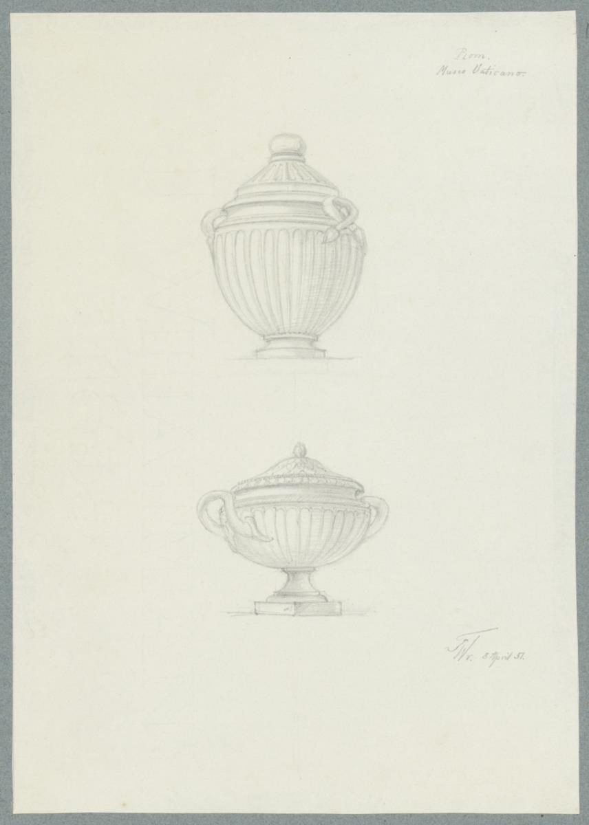 Skizzenbuch Italienreise, Rom, Musei Vaticani, Vasen