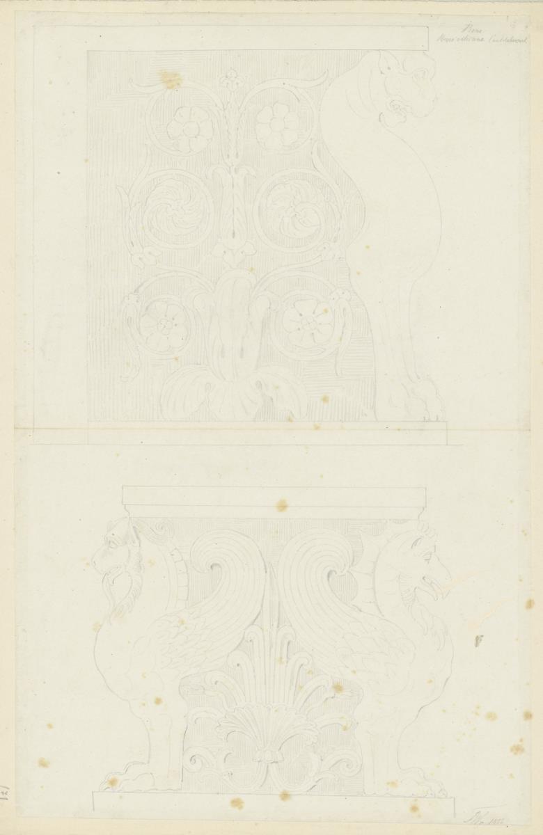 Skizzenbuch Italienreise, Rom, Musei Vaticani, Candelaberbasen