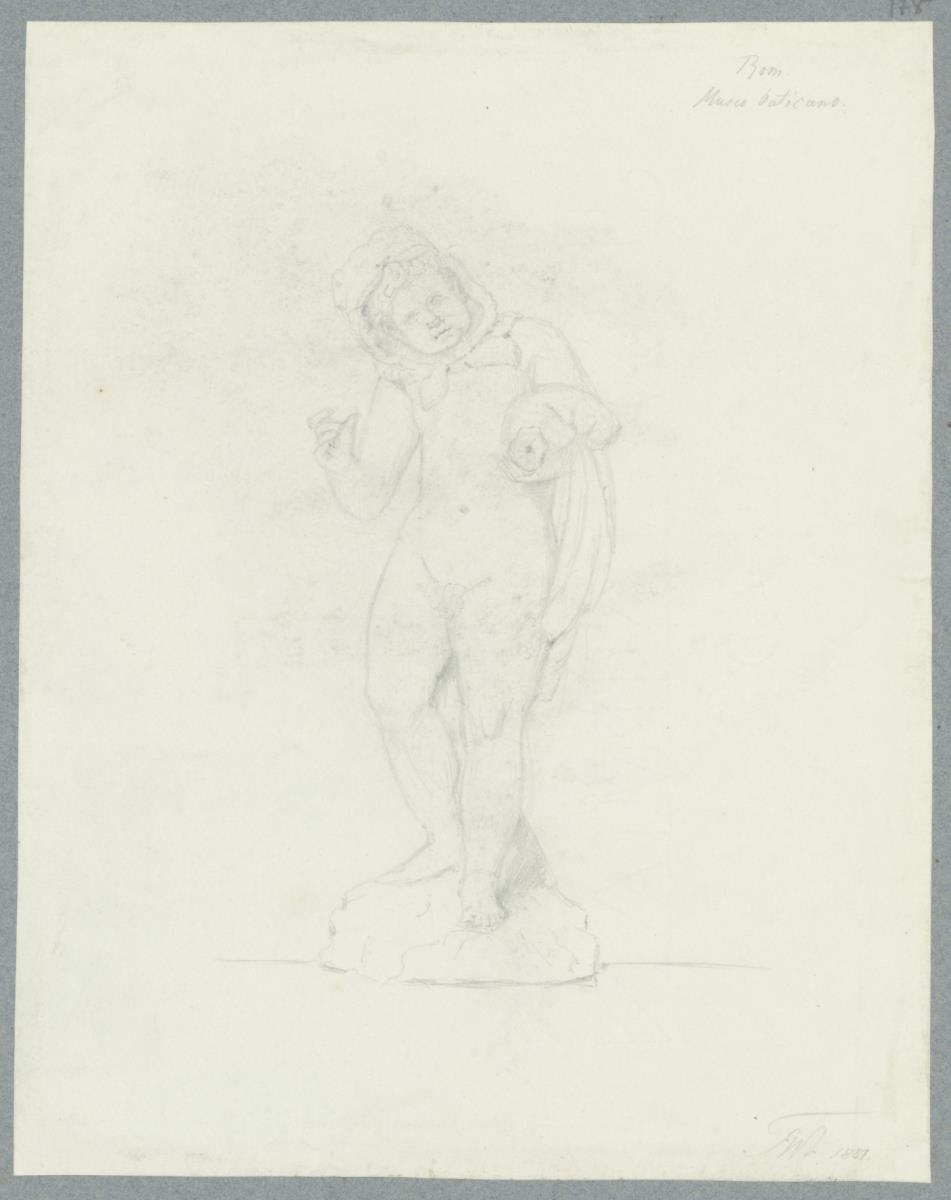 Skizzenbuch Italienreise, Rom, Musei Vaticani, Figurenstudie eines Herkulesknaben