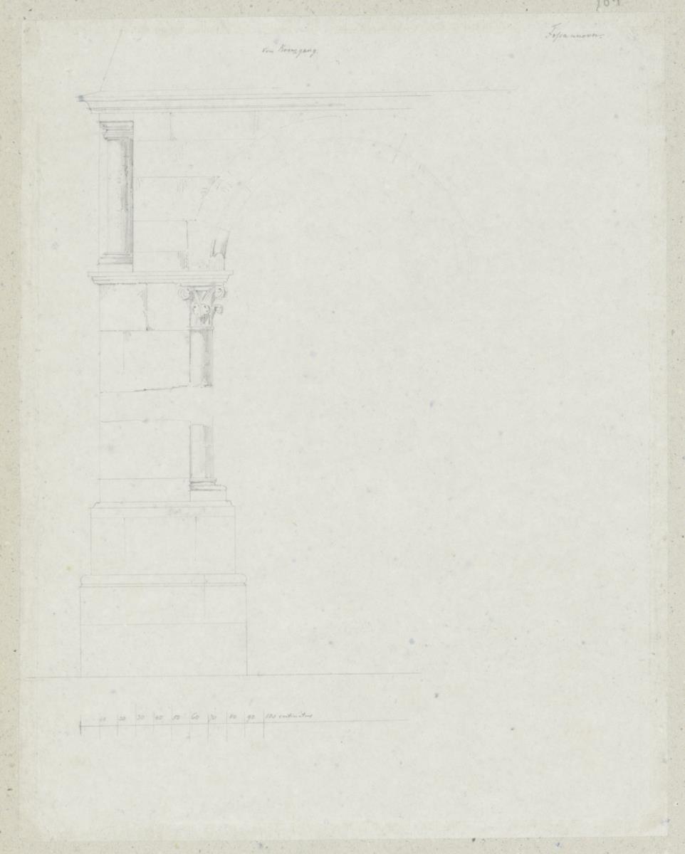 Skizzenbuch Italienreise, Fossanova, Kloster Priverno-Fossanova, Kreuzgang