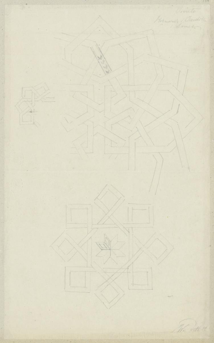 Skizzenbuch Italienreise, Orvieto, Dom, Holzmosaike an den Chorstühlen