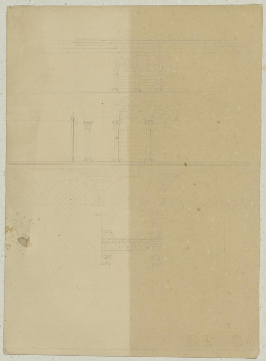Skizzenbuch Italienreise, Pistoia, San Giovanni Fuoricivitas, Nordfassade, Ausschnitt