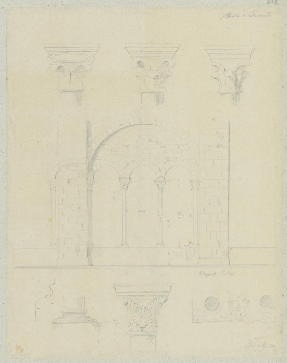 Skizzenbuch Italienreise, Sermoneta, Santi Pietro e Paolo di Valvisciolo