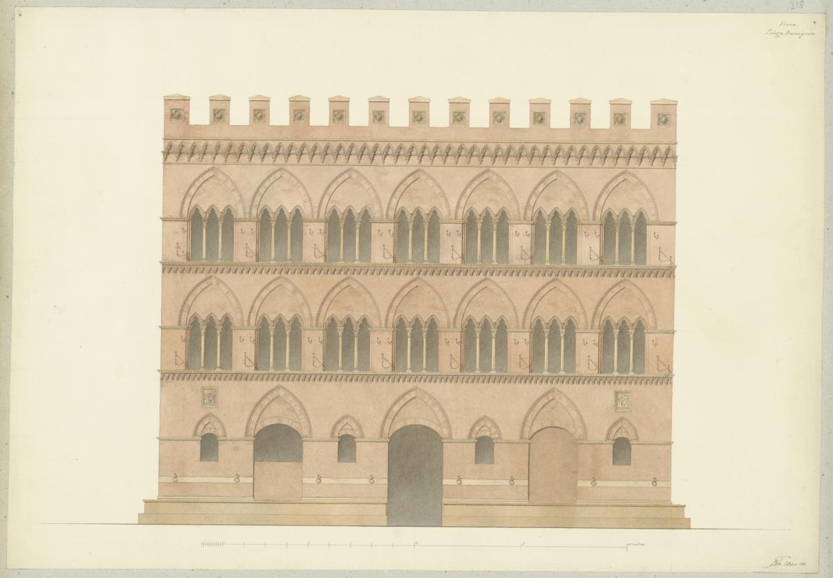 Skizzenbuch Italienreise, Siena, Palazzo Buonsignori