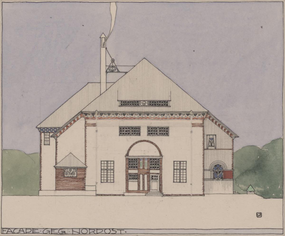 Berlin, Villa Kuntze, Vorentwurf, Aufriss der Nordostfassade
