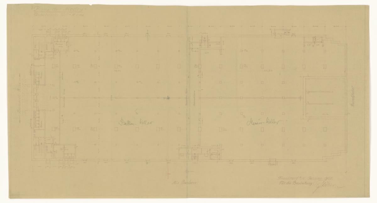 Haus der Moden, Frankfurt / Main, Grundriss, unterkellerter Teil, Lichtpause