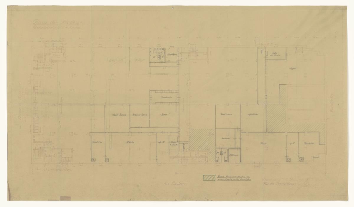 Haus der Moden, Frankfurt / Main, Grundriss, unterkellerter Teil, Lichtpause