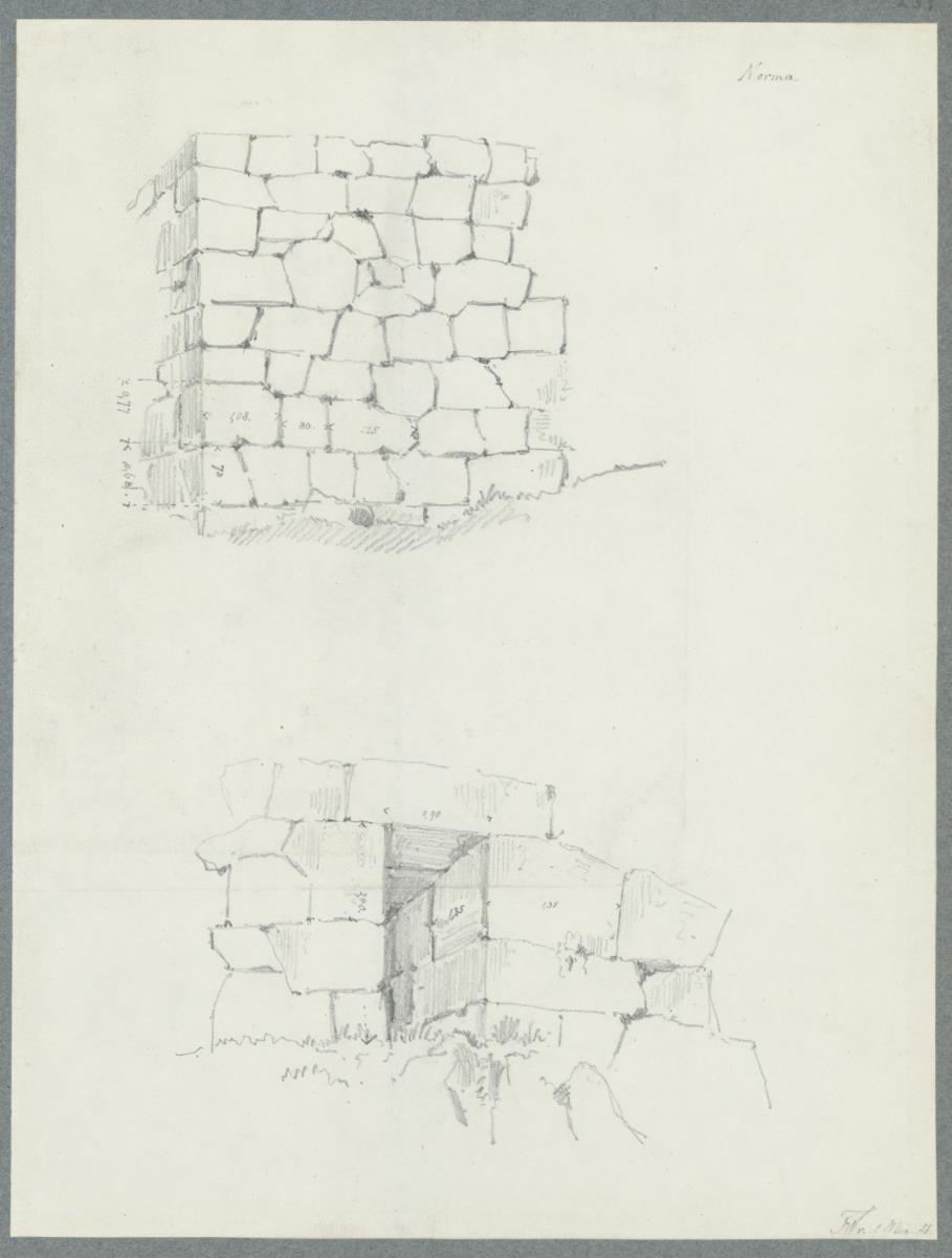 Skizzenbuch Italienreise, Ninfa, unbezeichnetes Gebäude
