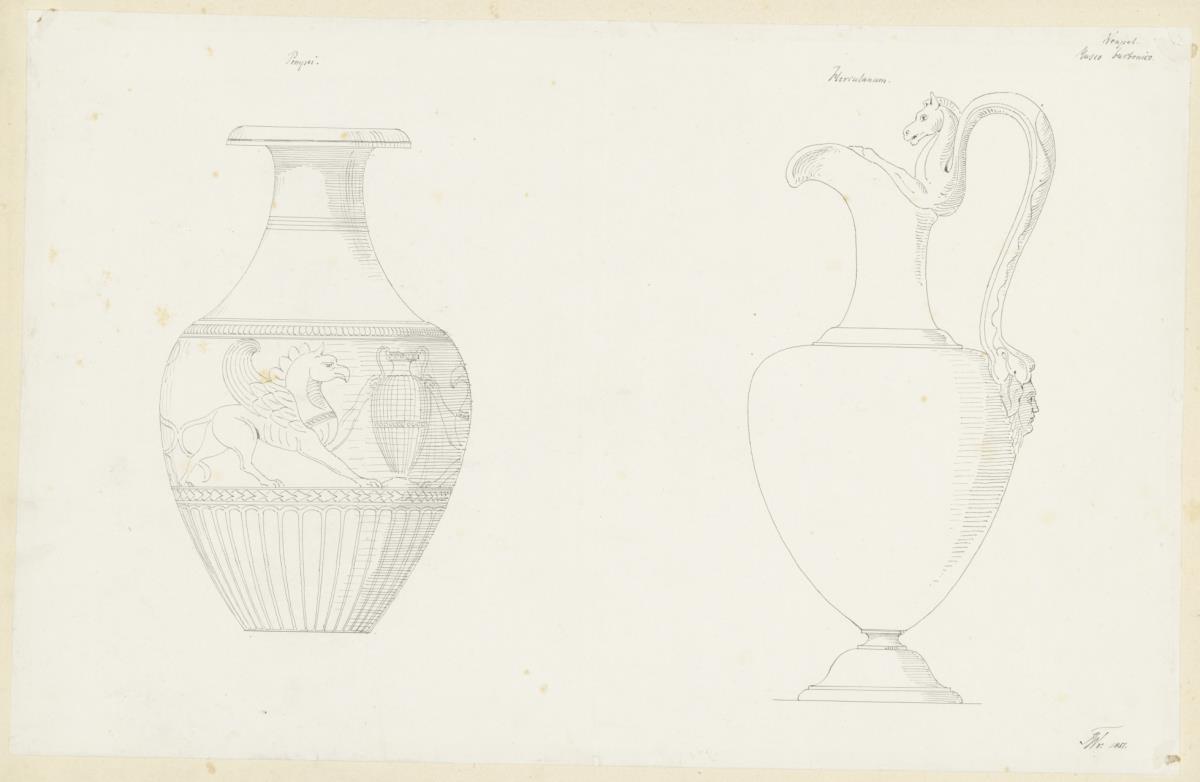 Skizzenbuch Italienreise, Neapel, Museo Archeologico Nazionale di Napoli, Vase und Henkelkrater