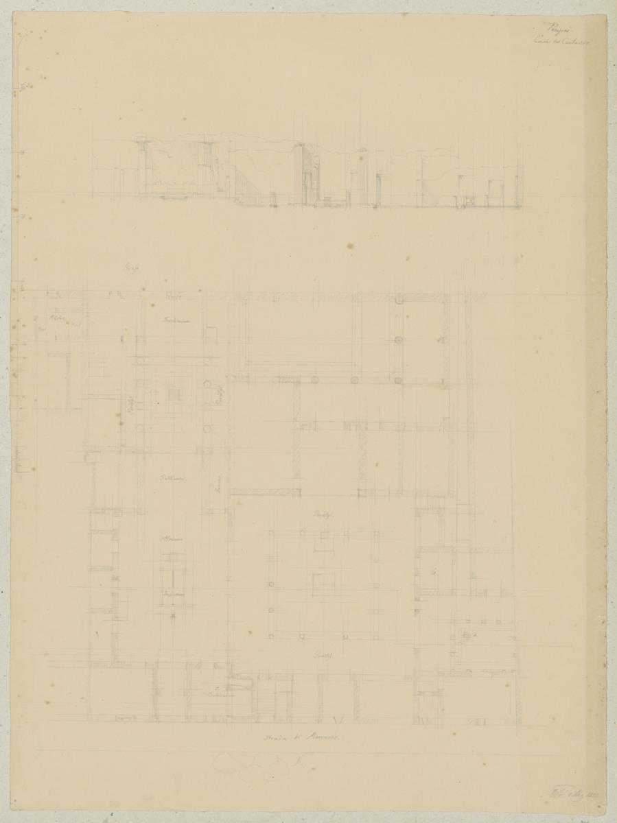 Skizzenbuch Italienreise, Pompeji, Casa del Centauro, Grundriss