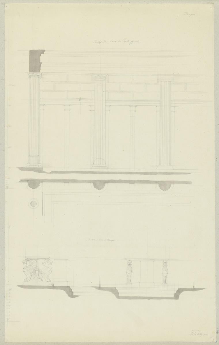 Skizzenbuch Italienreise, Pompeji, Casa dei Capitelli Figurati, Peristyl
