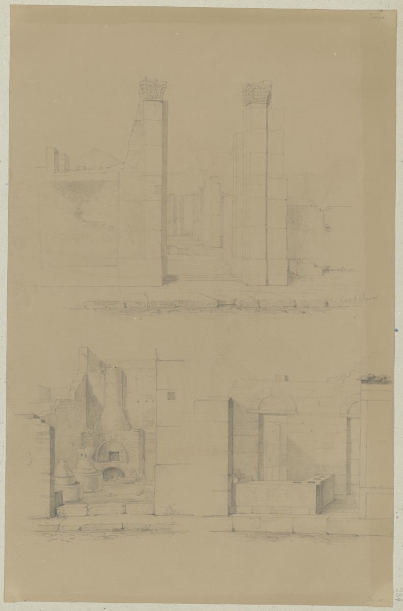 Skizzenbuch Italienreise, Pompeji, Casa di Pansa sowie unbezeichnetes Gebäude, Ansichten