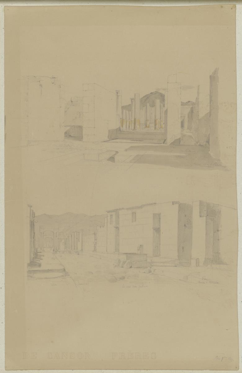 Skizzenbuch Italienreise, Pompeji, Casa di Pansa sowie Casa della Fontana [?], Ansichten