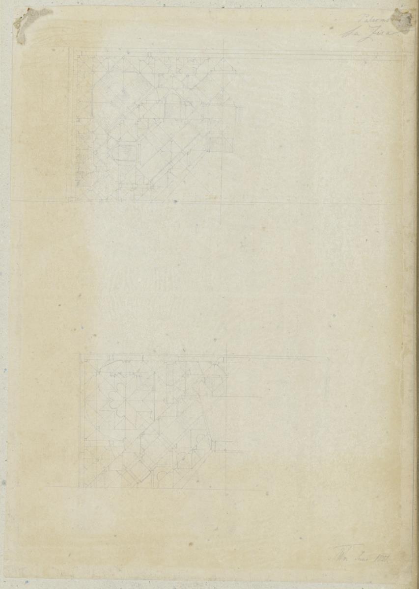 Skizzenbuch Italienreise, Palermo, La Zisa, Studie der Mosaikbänder mit achtzackigem Stern