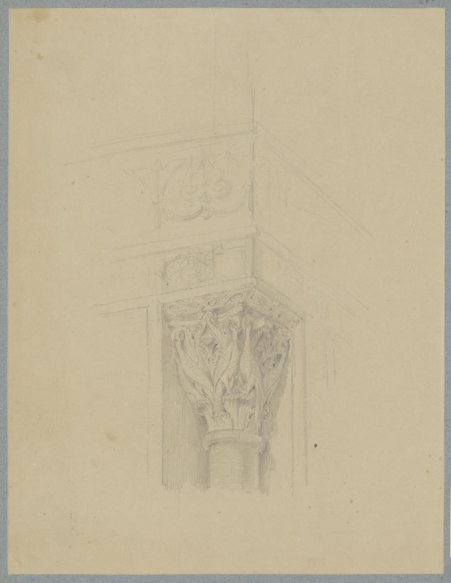 Skizzenbuch Italienreise, Palermo, La Zisa, Brunnensaal, Vogelkapitell