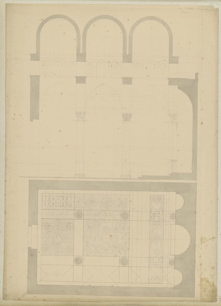 Skizzenbuch Italienreise, Palermo, San Cataldo, Schnitt und Grundriss
