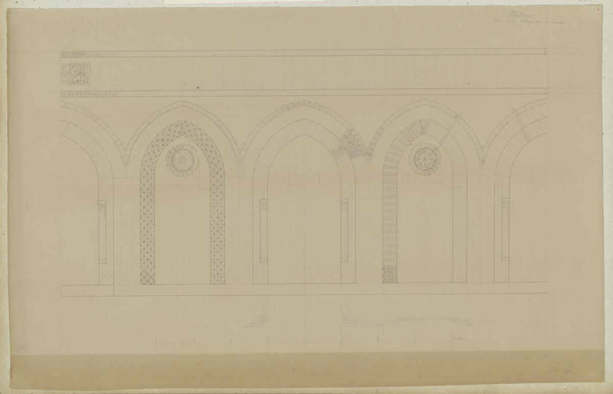 Skizzenbuch Italienreise, Palermo, Dom, Detail der Seitenfassade