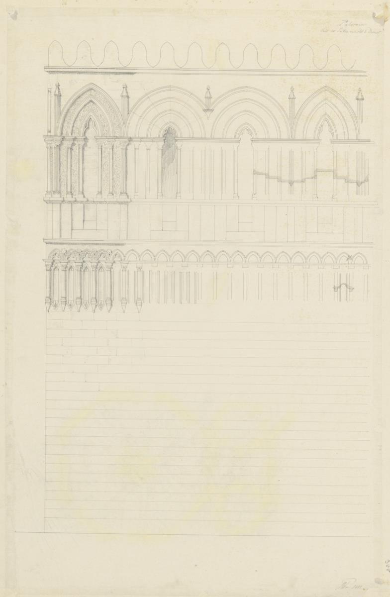 Skizzenbuch Italienreise, Palermo, Dom, Seitenfassade