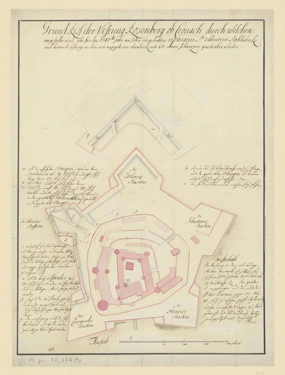 Grundriss der Festung Rosenberg bei Kronach