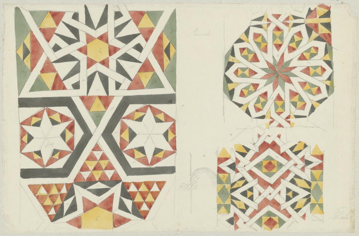 Skizzenbuch Italienreise, Monreale, unbezeichnetes Gebäude, Mosaike