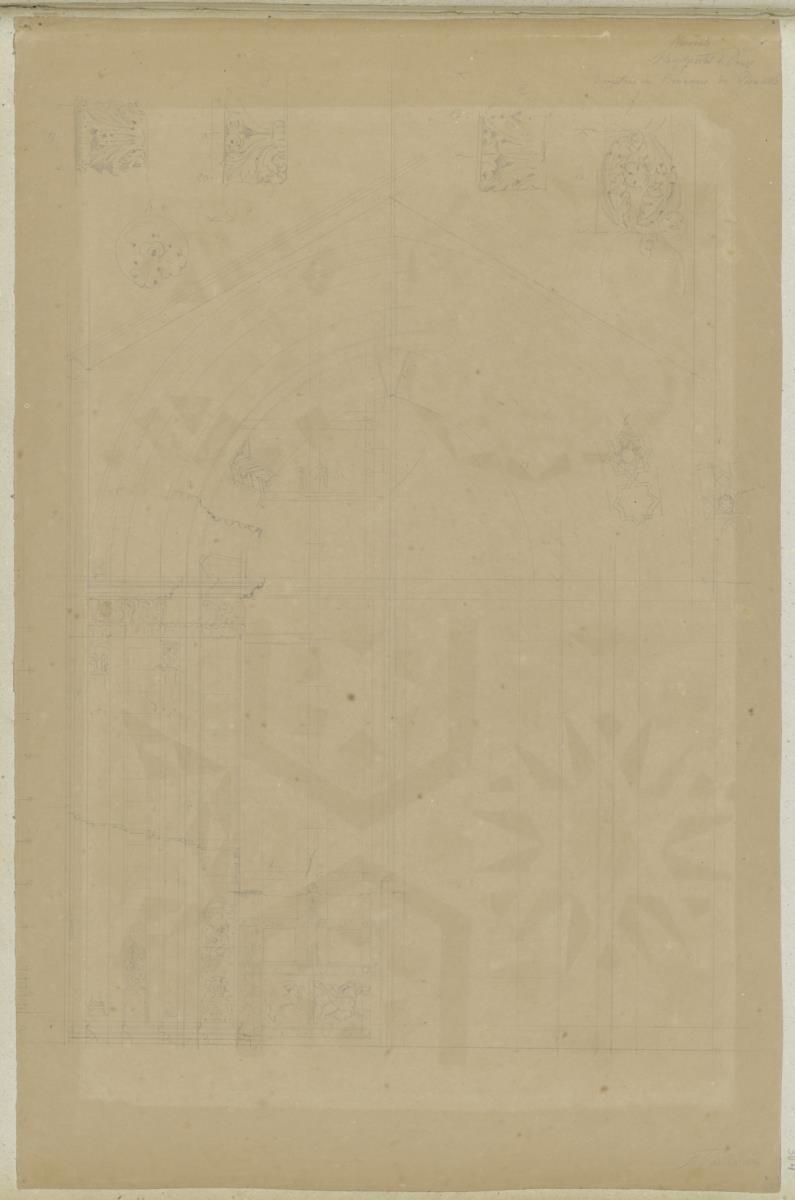 Skizzenbuch Italienreise, Monreale, Dom, Portal
