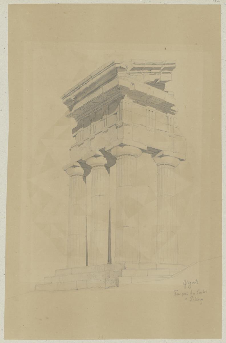 Skizzenbuch Italienreise, Agrigent, Dioskurentempel, Ansicht
